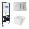 Унитаз с инсталляцией Abber Rechteck AC1219TC-AC0105-AC0120 безободковый, сиденье микролифт, кнопка хром глянцевый