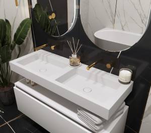 Раковина Armadi Art Flat 888-120 со столешницей, белая матовая, 120 см