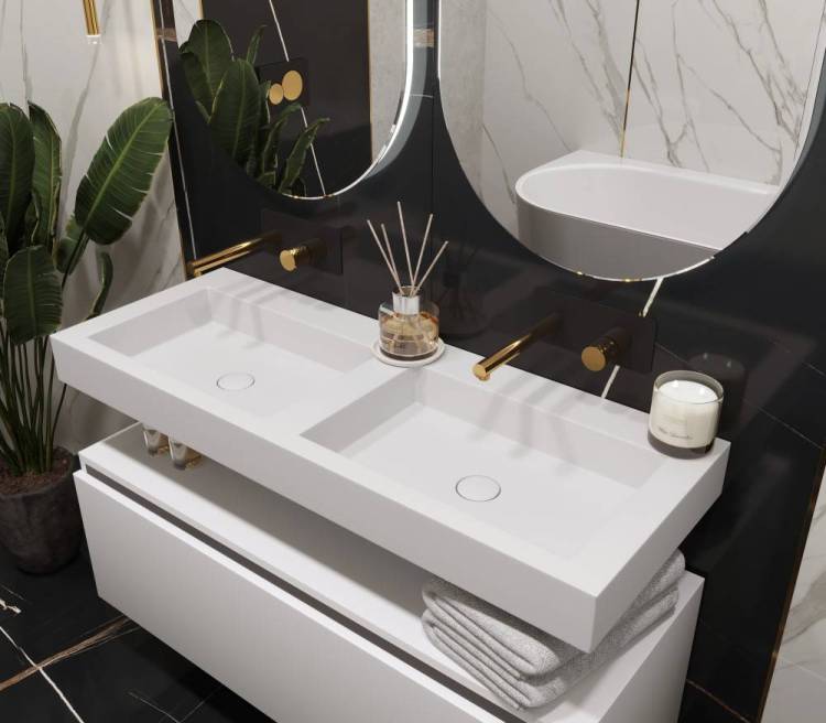 Раковина Armadi Art Flat 888-120 со столешницей, белая матовая, 120 см