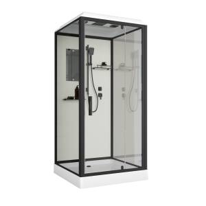 Душевая кабина Niagara Standart ST80/15Q/BL с низким поддоном, профиль черный, стекло прозрачное, 80x80