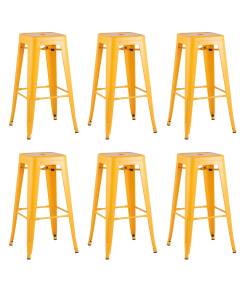 Набор из 6 барных стульев Stool Group Tolix YD-H765 LG-06 X6 желтый глянцевый