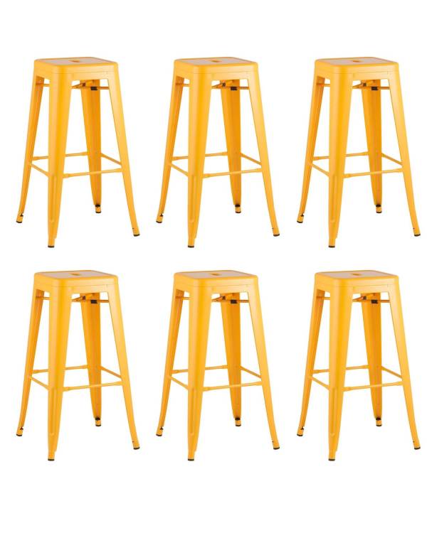 Набор из 6 барных стульев Stool Group Tolix YD-H765 LG-06 X6 желтый глянцевый