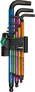 Набор Г-образных ключей WERA 950/7 SPKL Hex-Plus Multicolour Magnet BlackLaser 1 с шаром, магнит, 7 пр., 1.5/2/2.5/3/4/5/6 мм