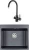 Комплект Paulmark Kante PM106052-BLM черный металлик + Смеситель Paulmark Essen Es213211-418 для кухонной мойки, черный металлик