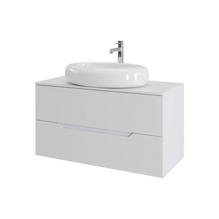 Тумба с раковиной Orange Line Li-100TuwMDF+B08-640W белая матовая, 100 см