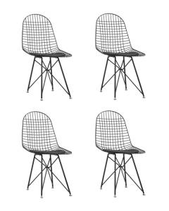 Набор из 4 стульев Stool Group Eiffel AFR-18B-P1 BL/BL X4 черный с черной подушкой