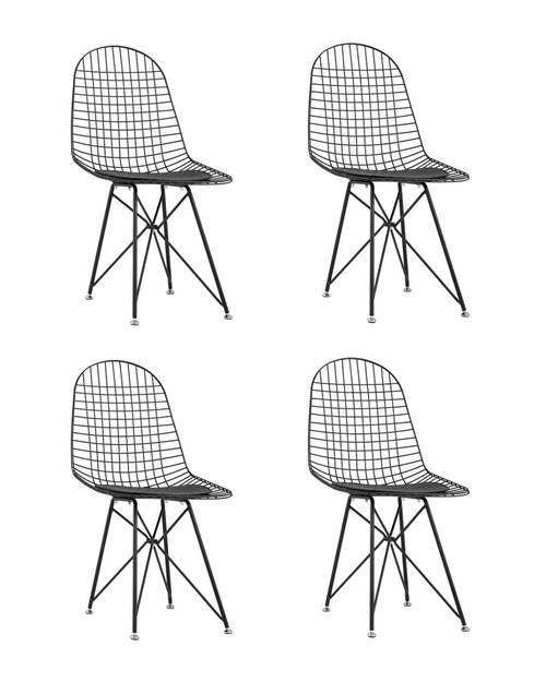 Набор из 4 стульев Stool Group Eiffel AFR-18B-P1 BL/BL X4 черный с черной подушкой