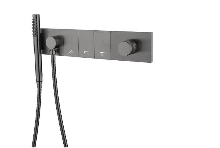 Смеситель для ванны и душа Boheme Zodiac 132-SYS-GM с ручным душем, Gun Metal