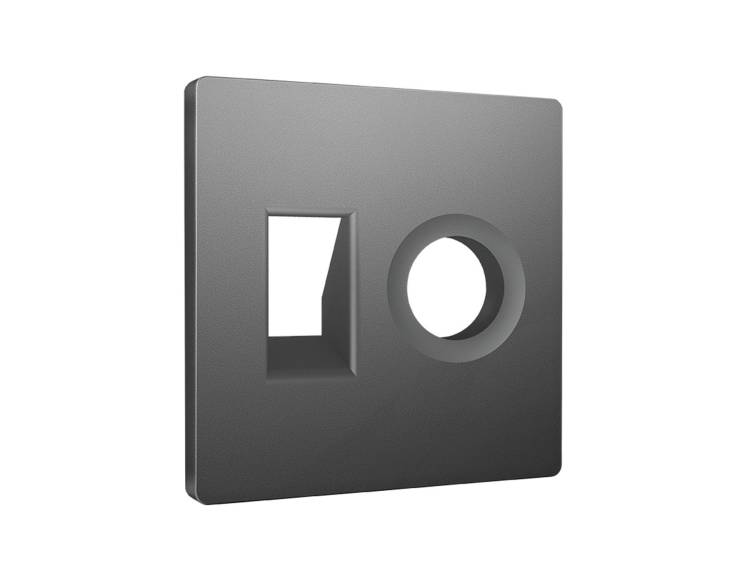 Лицевая панель для компьютерной/телефонной розетки+TV розетки Ambrella Volt Alfa AP6625 антрацит серый