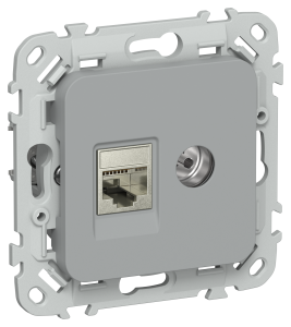 ТВ-розетка+Ethernet RJ45 IEK Flite FI-AK21-2-K03 серый