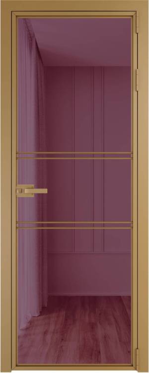 Межкомнатная дверь Profil Doors 2 AX цвет профиля Золото, стекло безопасное 6 мм фиолетовое шпион 600x2000