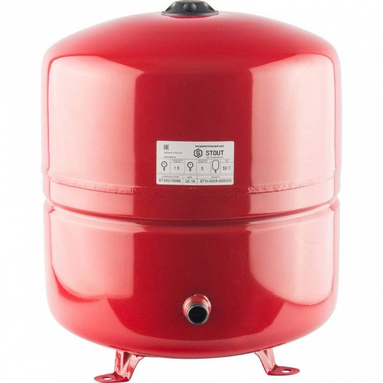 Мембранный бак для систем отопления Stout с диафрагмой 50 л, STH-0005-000050