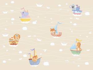 Бесшовные Eco обои Ortograf Little friends 34393 Веселые моряки 3 Ворс+ ОЕ+