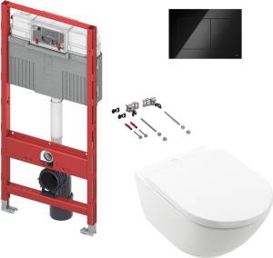 Комплект Унитаз подвесной Villeroy&Boch Subway 3.0 4670TSR1 alpin, ceramicplus + Система инсталляции для унитазов TECE TECEprofil Uni 2.0 9300302 + Кнопка смыва TECE Now