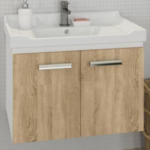 Тумба с раковиной Comforty Рига 70 подвесная, дуб сонома