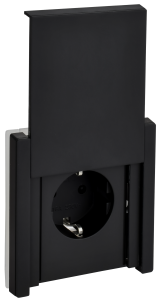 Розетка 1-местная с заземлением, шторками и крышкой IEK Forte&Piano FP-R16-16-1-44-M-K02 черный