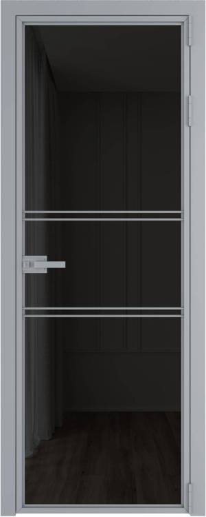 Межкомнатная дверь Profil Doors 2 AX цвет профиля Серебро, стекло безопасное 6 мм черное тонированное 700x2000