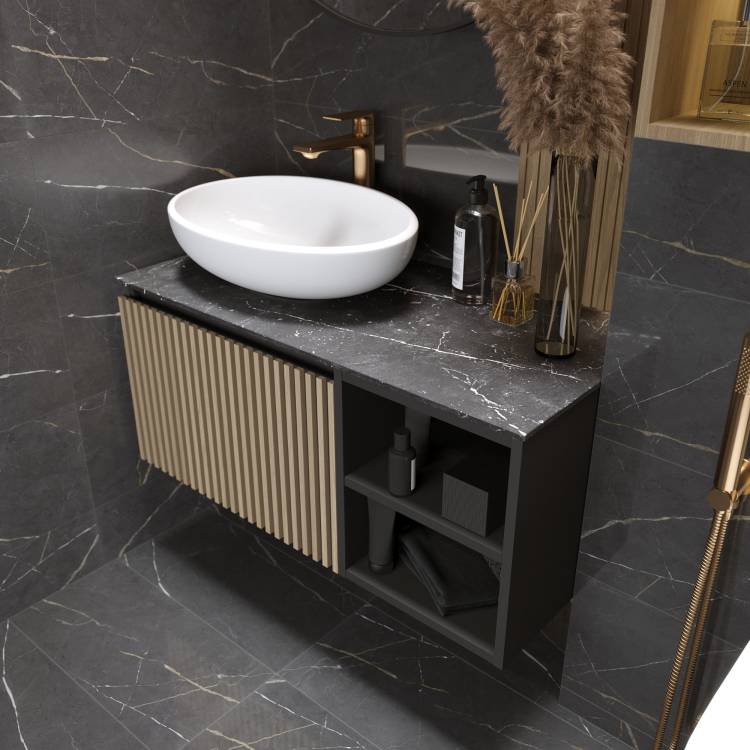 Тумба под раковину 1MarKa Rail Ц0000024982 серая, 90x45x40