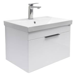 Тумба с раковиной Comforty Кама-60П 00-00018655 подвесная, белый глянец