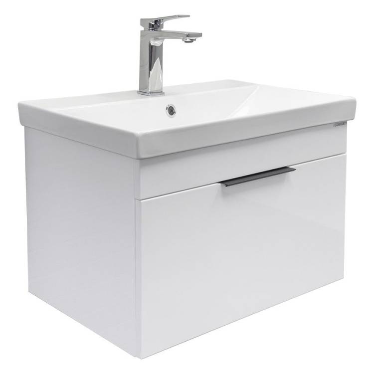 Тумба с раковиной Comforty Кама-60П 00-00018655 подвесная, белый глянец