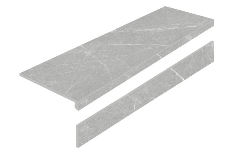 Ступень Exagres Porcelain Step L Dakota Gris AS с подступенником 32x120