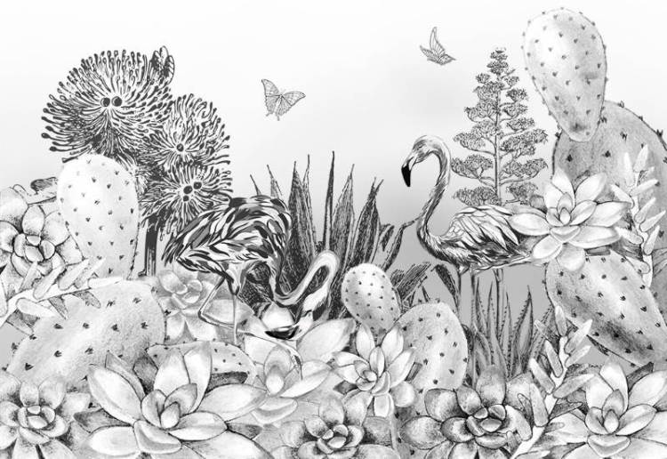 3D Фотообои Artegrafico «Черно-белые тропики» PD-050 песок