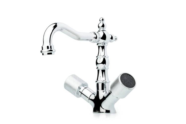 Смеситель для раковины Boheme Royal Crystal black 272-Royal/CRST black высокий, хром