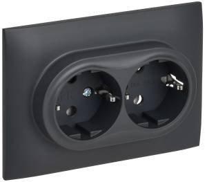 Розетка 2-местная с заземлением IEK Skandy SK-R21-16-K48-F титан