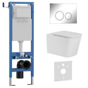 Комплект Iberica Blanca Toledo Alto IB.001M.TLA.234.823 унитаз безободковый, белый, сиденье микролифт, клавиша смыва хром глянцевый