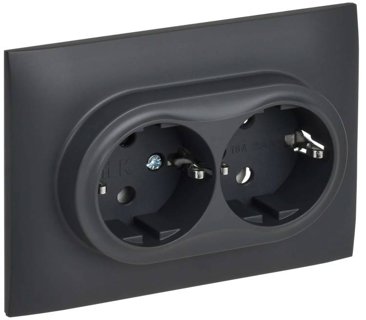 Розетка 2-местная с заземлением IEK Skandy SK-R21-16-K48-F титан