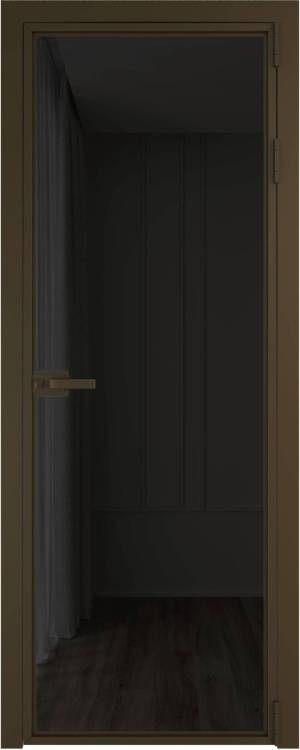 Межкомнатная дверь Profil Doors 1 AX цвет профиля Деорэ, стекло безопасное 6 мм черное тонированное 600x2000