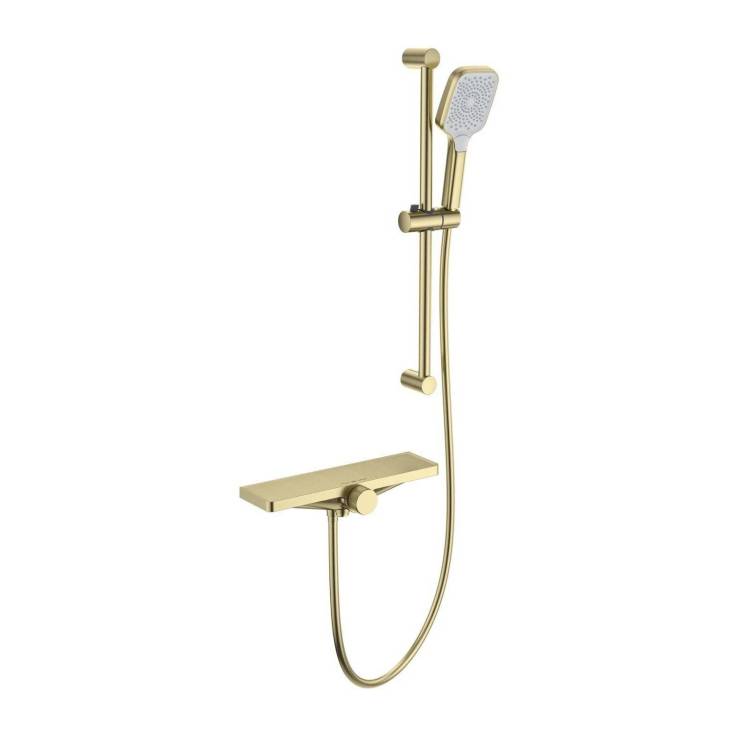 Смеситель для ванны Wonzon & Woghand WW-B2551-A-BG термостатический, с душевым гарнитуром, брашированное золото