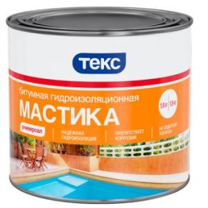 ТЕКС УНИВЕРСАЛ МАСТИКА битумно гидроизоляционная, черный (1,8кг)