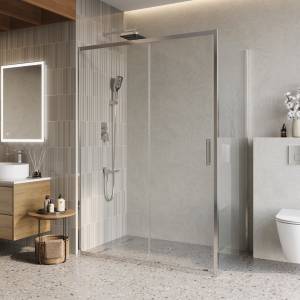 Душевой уголок Belbagno LUCE-AH-1-140/90-C-Cr профиль хром, стекло прозрачное, 140x90x195