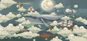 3D Фотообои Artegrafico «Кит в облаках» KID-180 канвас