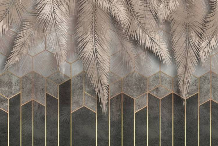 3D Фотообои Artegrafico «Шаль из листьев на геометрическом фоне» TP-056 канвас