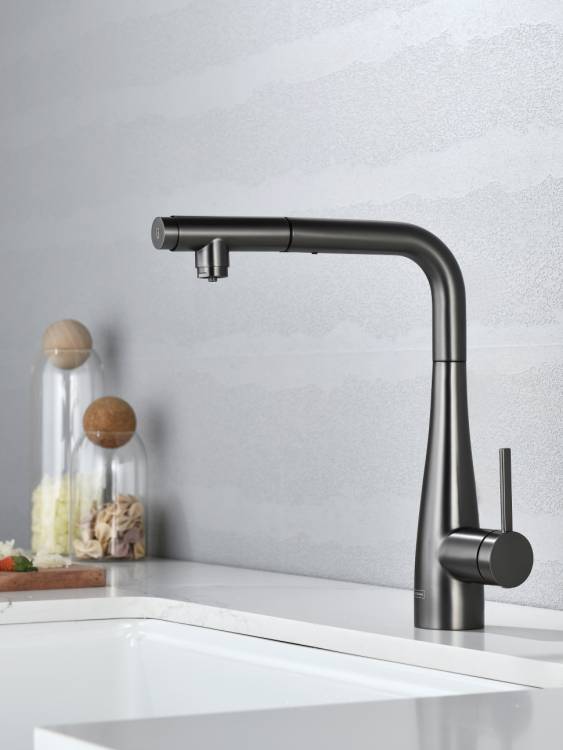 Смеситель для кухни AQUAme Cucina AQM9902GM с выдвижным изливом, металл