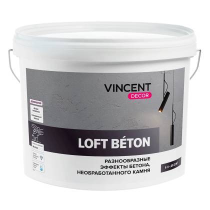 Штукатурка декоративная с эффектом бетона Vincent decor Loft Beton 9 л
