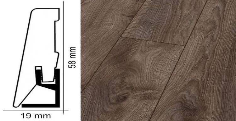 Плинтус Kronotex ktex1 Дуб коричневый макро Коричневый 2400x58x19