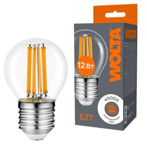 Светодиодная лампа Wolta Filament WF-G45-12W4KE27