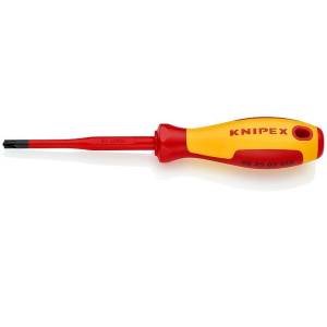 Отвертка KNIPEX PlusMinus Pozidriv PZ/S 2 тонкая VDE, длина стержня 100 мм, 212 мм, диэлектрическая, 2-компонентная рукоятка