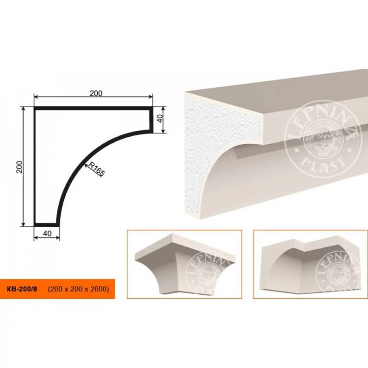 Карниз LepninaPlast КВ-200/8 200x20x20