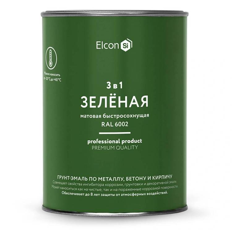 Грунт-эмаль по ржавчине 3 в 1 Elcon матовая зеленая 0.8 кг