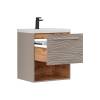 Тумба с раковиной Equil Gleam 60 подвесная, с нишей, амарок, дуб вотан фото 2