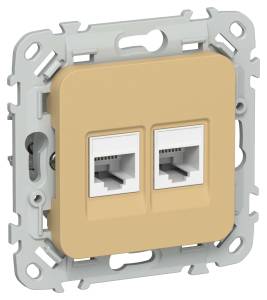 Розетка телефонная RJ11+Ethernet RJ45 IEK Flite FI-KT22-1-K89 шамуа