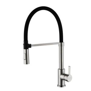 Смеситель для кухни Paulmark Halt Ha214021-BS с гибким изливом, брашированная сталь