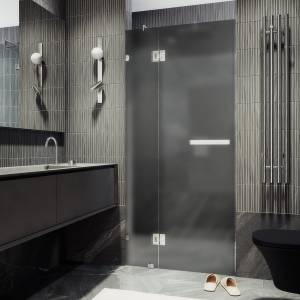 Душевая дверь в нишу MaybahGlass MGD-504-4 с добором на петлях, стекло графит матовый, профиль хром глянцевый, 1950x1000