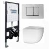Унитаз с инсталляцией Abber Bequem AC1132TC-AC0105-AC0120 безободковый, сиденье микролифт, кнопка хром глянцевый
