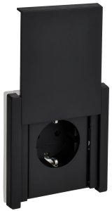 Розетка 1-местная с заземлением, шторками и крышкой IEK Forte&Piano FP-R16-16-44-M-K02 черный