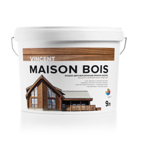 VINCENT MAISON BOIS водно-дисперсионная краска-лазурь для защиты деревянных изделий, баз А (9л)